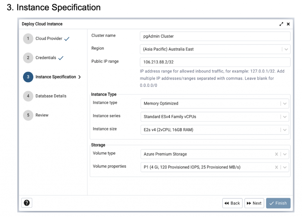Instance specification