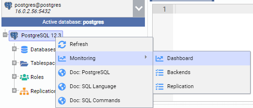 Accessing OmniDB Monitoring Dashboard Menu