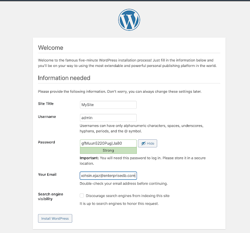 Wordpress Installation